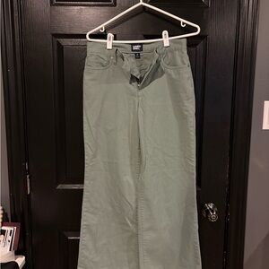 Lands' End Woman’s Sage Green High Rise 5 Pocket Wide Leg Chino Pants
